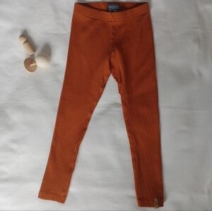 Orange Ribbed Kids Leggings
